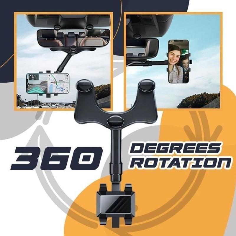 Rotatable Retractable Rearview Mirror Phone Holder For Car