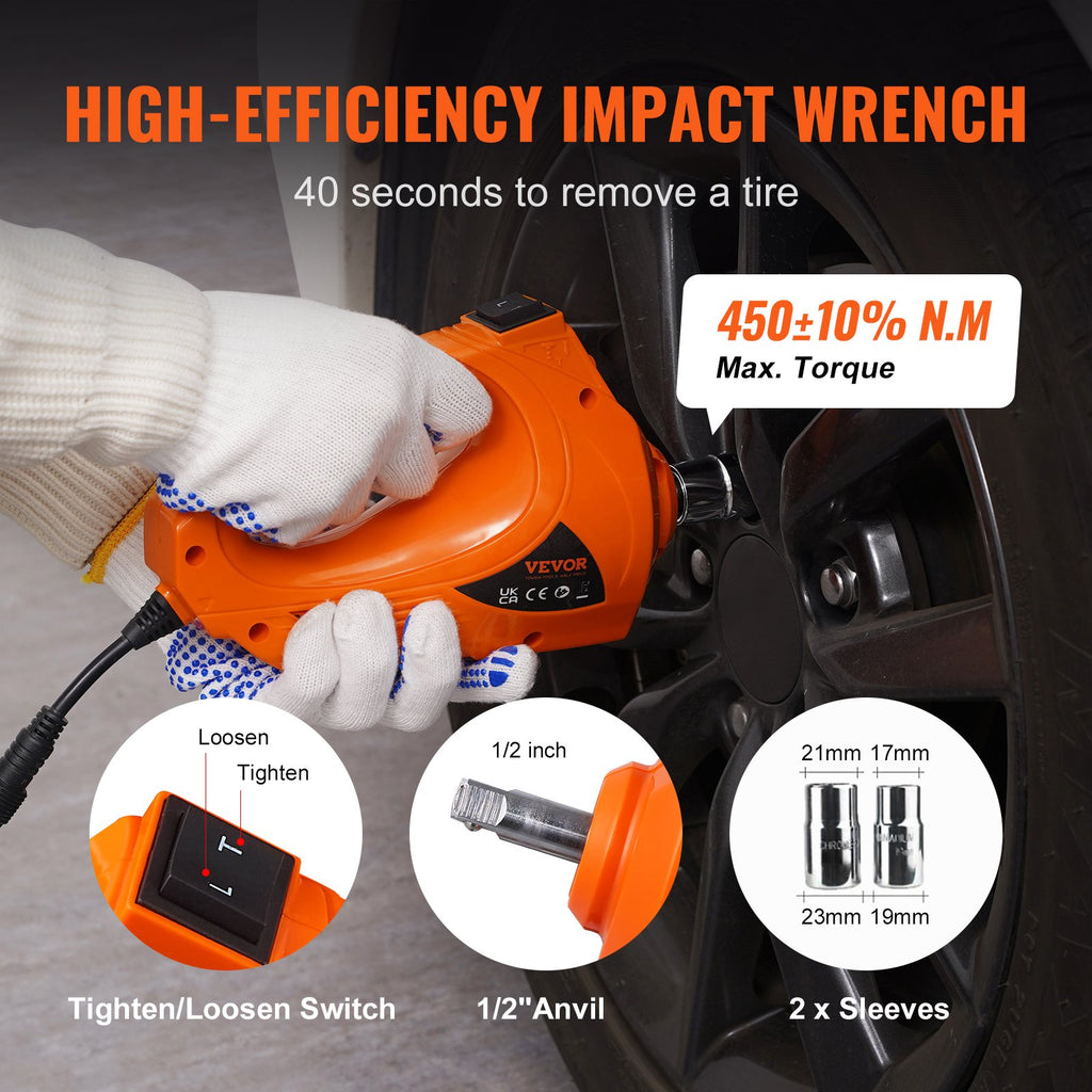 Electric Hydraulic Car Floor Jack 5 Ton 12V w/Impact Wrench Inflator