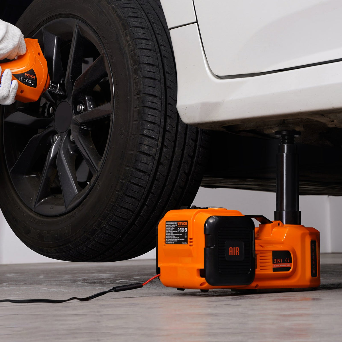 Electric Hydraulic Car Floor Jack 5 Ton 12V w/Impact Wrench Inflator